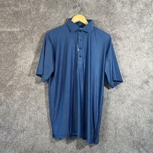 Collars & Co Men's Polo Shirt Large Blue Print Featherweight Relaxed Golf